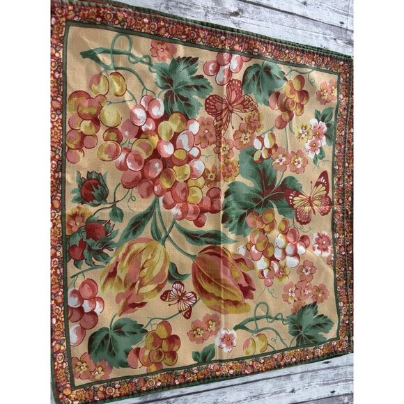 April Cornell Tulip Floral Cotton Cloth Dinner Napkins Green Yellow Set of 4 - Picture 2 of 8